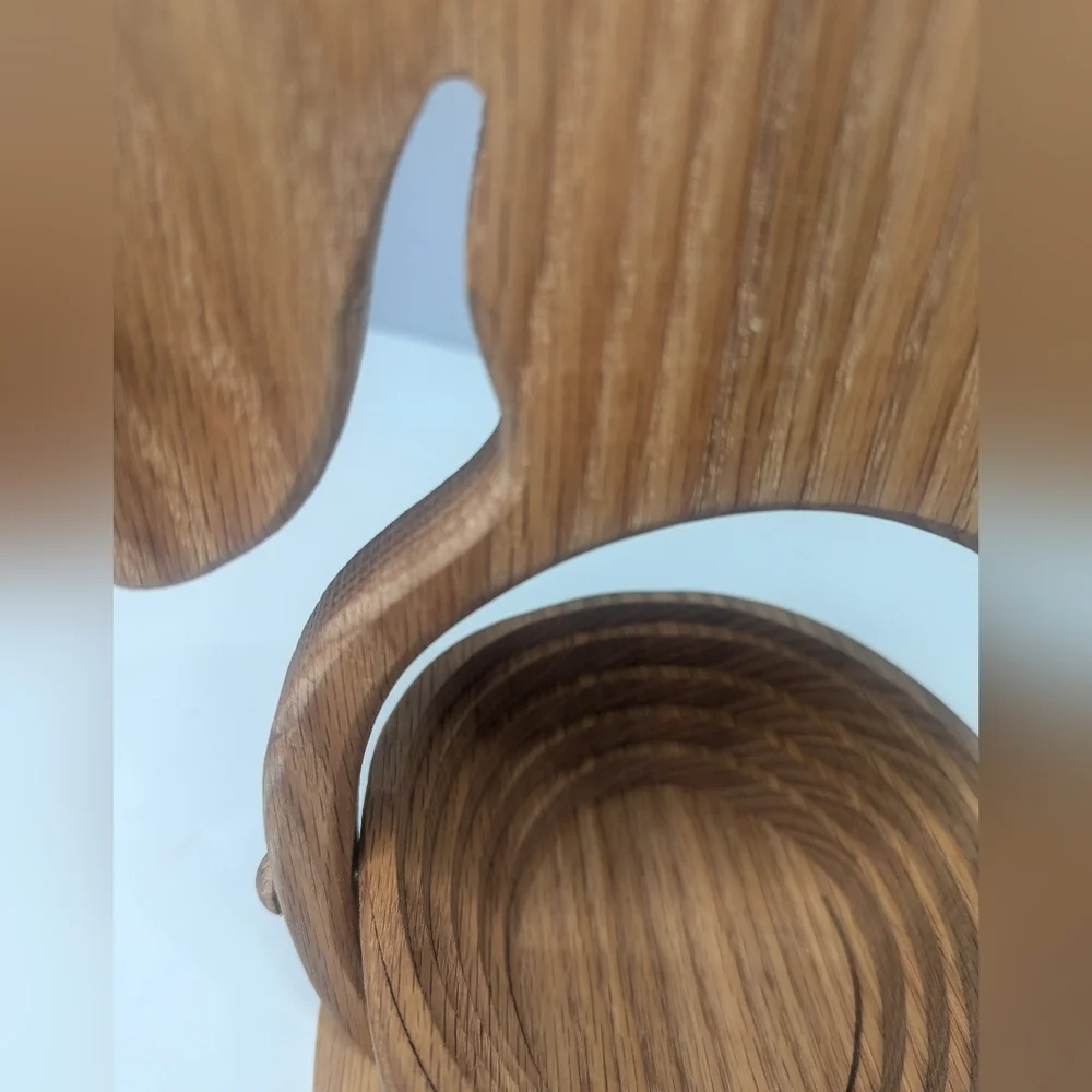 Oak Wooden Dog-Shaped Collapsible Egg Holder/Candy Dish/Basket